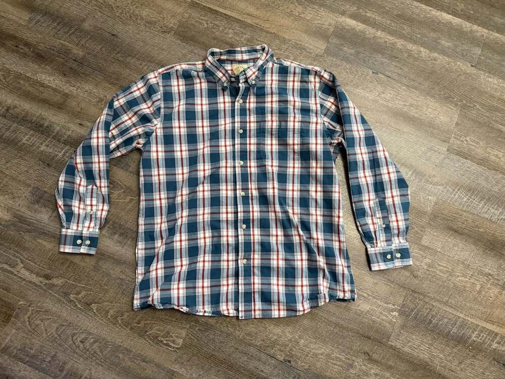 Blue Mountain Shirt, Mens XLT, Red White Blue, Plaid, Button Down Long Sleeve